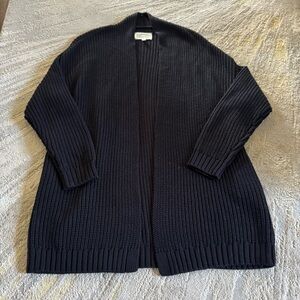Current Elliott chunky knit black cardigan sweater ribbed wool cotton 1 / small